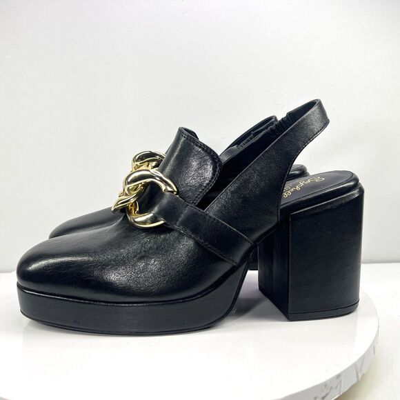 Seychelles Mules Size 10 Girl’s Best Friend Leather Slingback Chunky Heels black - Picture 2 of 13